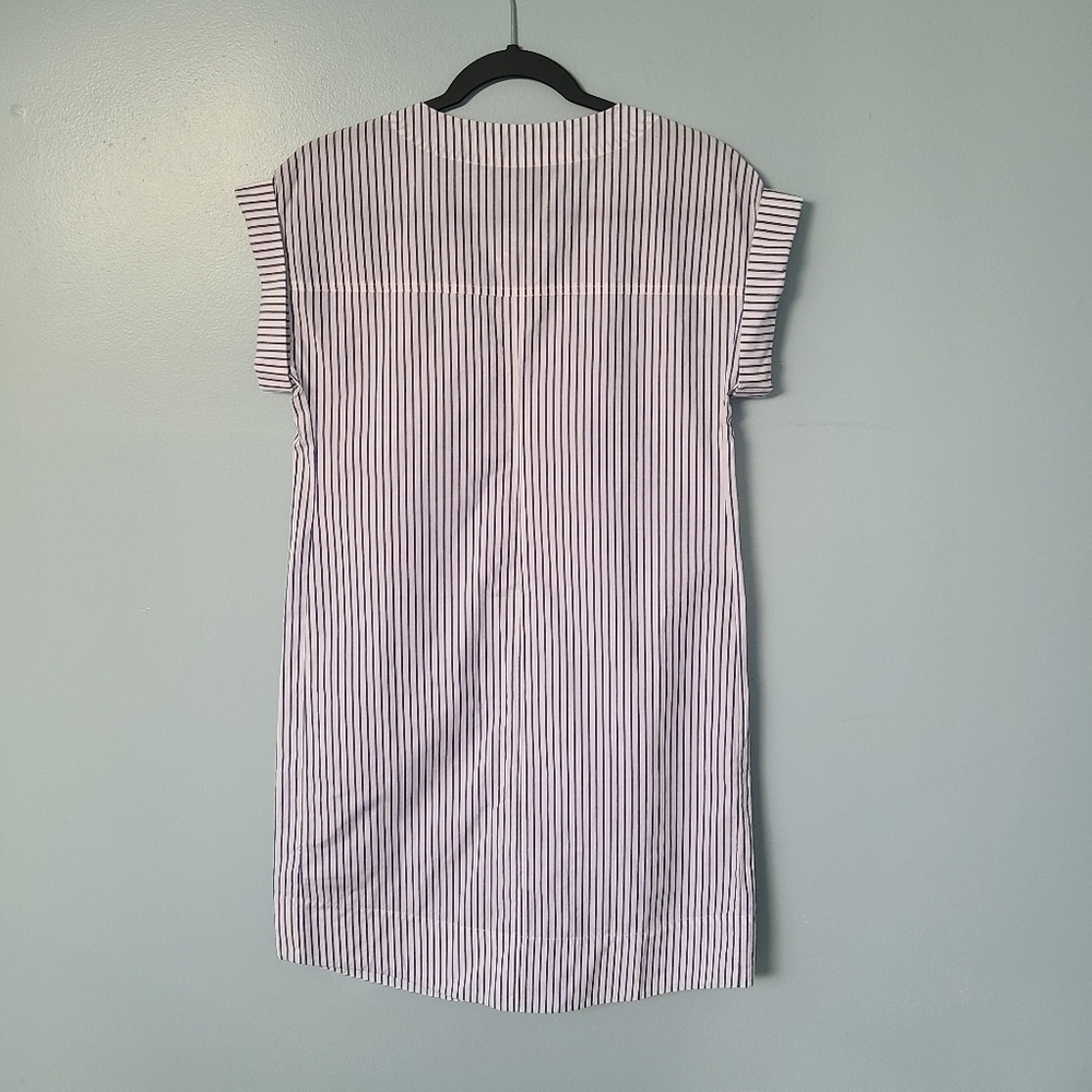 J.Crew Dress Women's XS Blue White Striped Lace-Up Casual Chic Mini - Picture 5 of 7